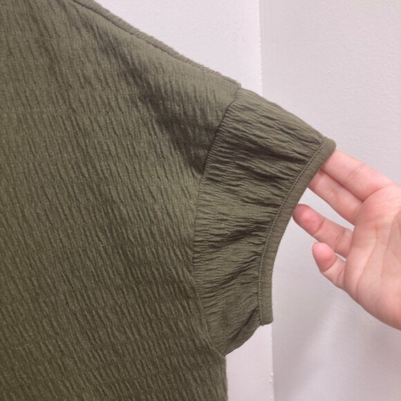 Madewell (Re)sourced Crinkle-Knit Tiered Mini Dress green M - Picture 8 of 12